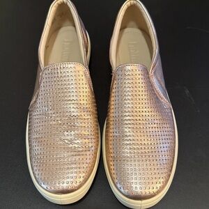 Hotter Daisy Rose Gold Metallic Leather Slip-On Shoes